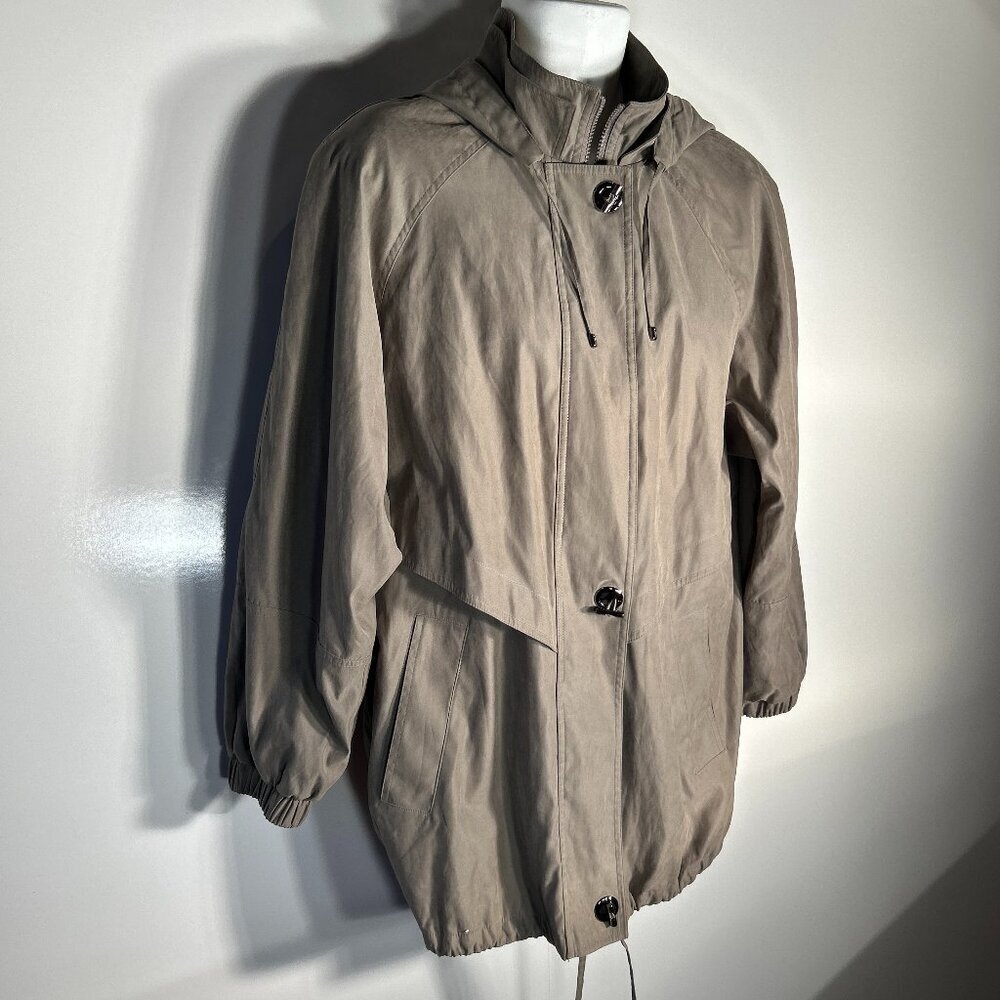 Fleet Street SZ L Gray Green Hooded Waterproof Jacket Warm Utility Essential